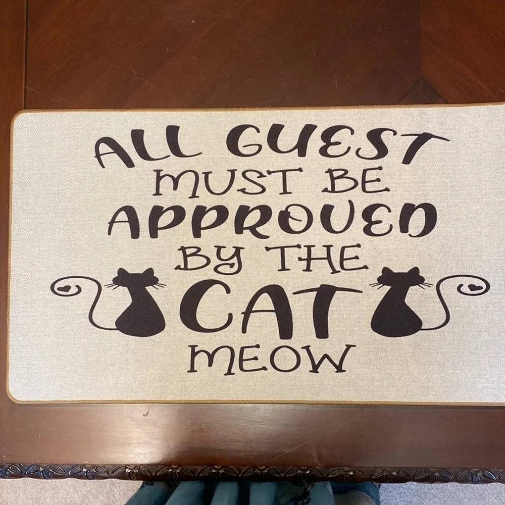 Pet Cat Welcome Front Door Mat Design Rubber Backing